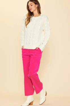 Pearl Detail Cable Knit Sweater*SKIES ARE BLUE New