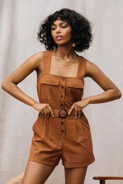 Pinstripe Buttondown Romper*SKIES ARE BLUE Best