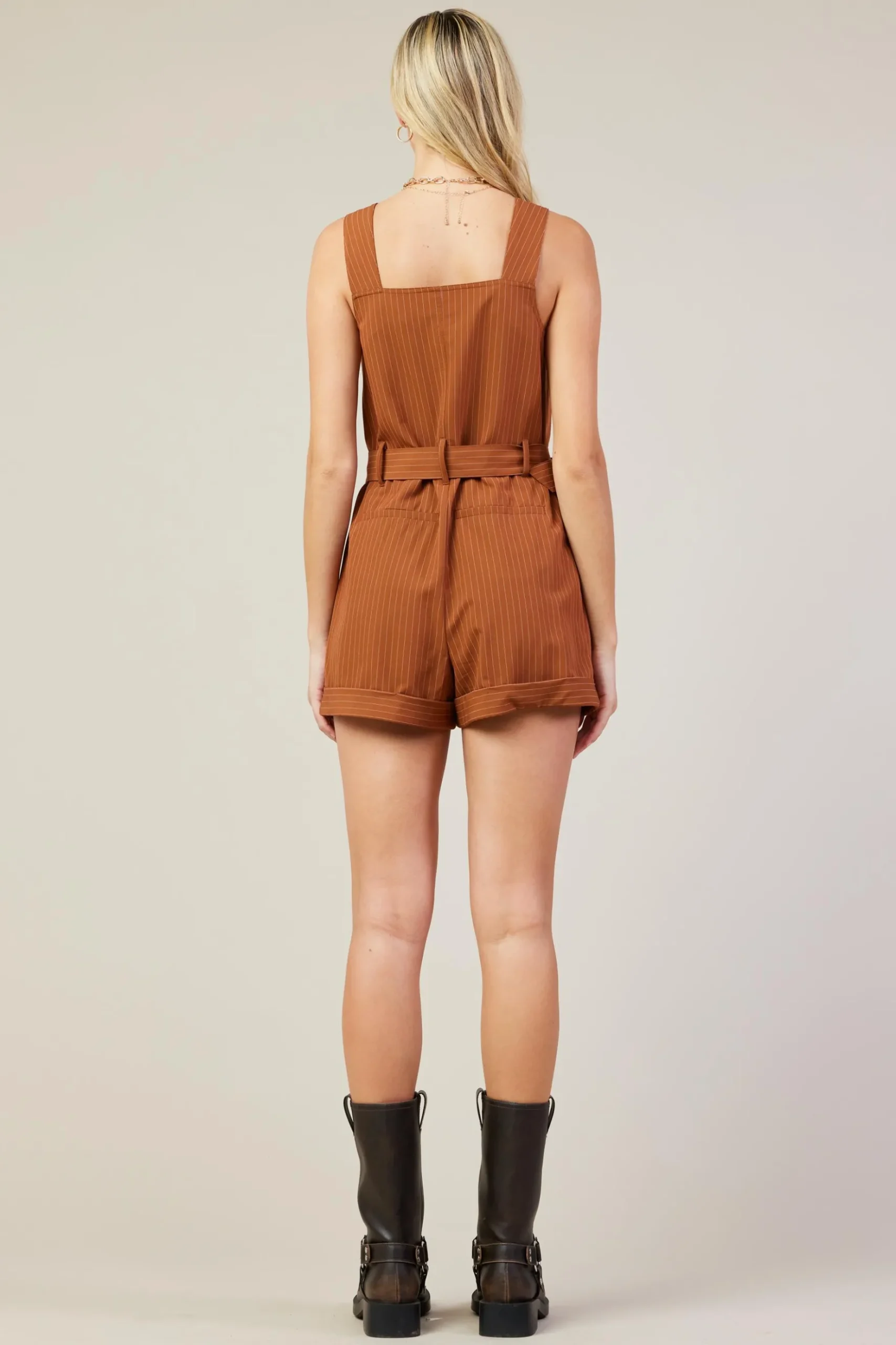 Pinstripe Buttondown Romper*SKIES ARE BLUE Best