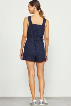 Pinstripe Buttondown Romper*SKIES ARE BLUE New