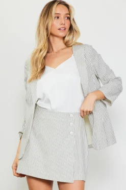Pinstriped Button Detail Skort*SKIES ARE BLUE Discount