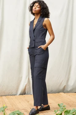 Pinstriped Cargo Wide Leg Pants*SKIES ARE BLUE Best