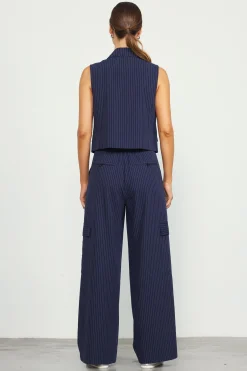 Pinstriped Cargo Wide Leg Pants*SKIES ARE BLUE Best