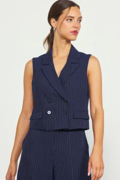 Pinstriped Double Breasted Vest*SKIES ARE BLUE Best