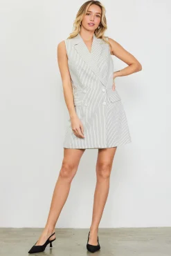 Pinstriped Double Breasted Romper*SKIES ARE BLUE Clearance