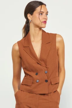 Pinstriped Double Breasted Vest*SKIES ARE BLUE Online