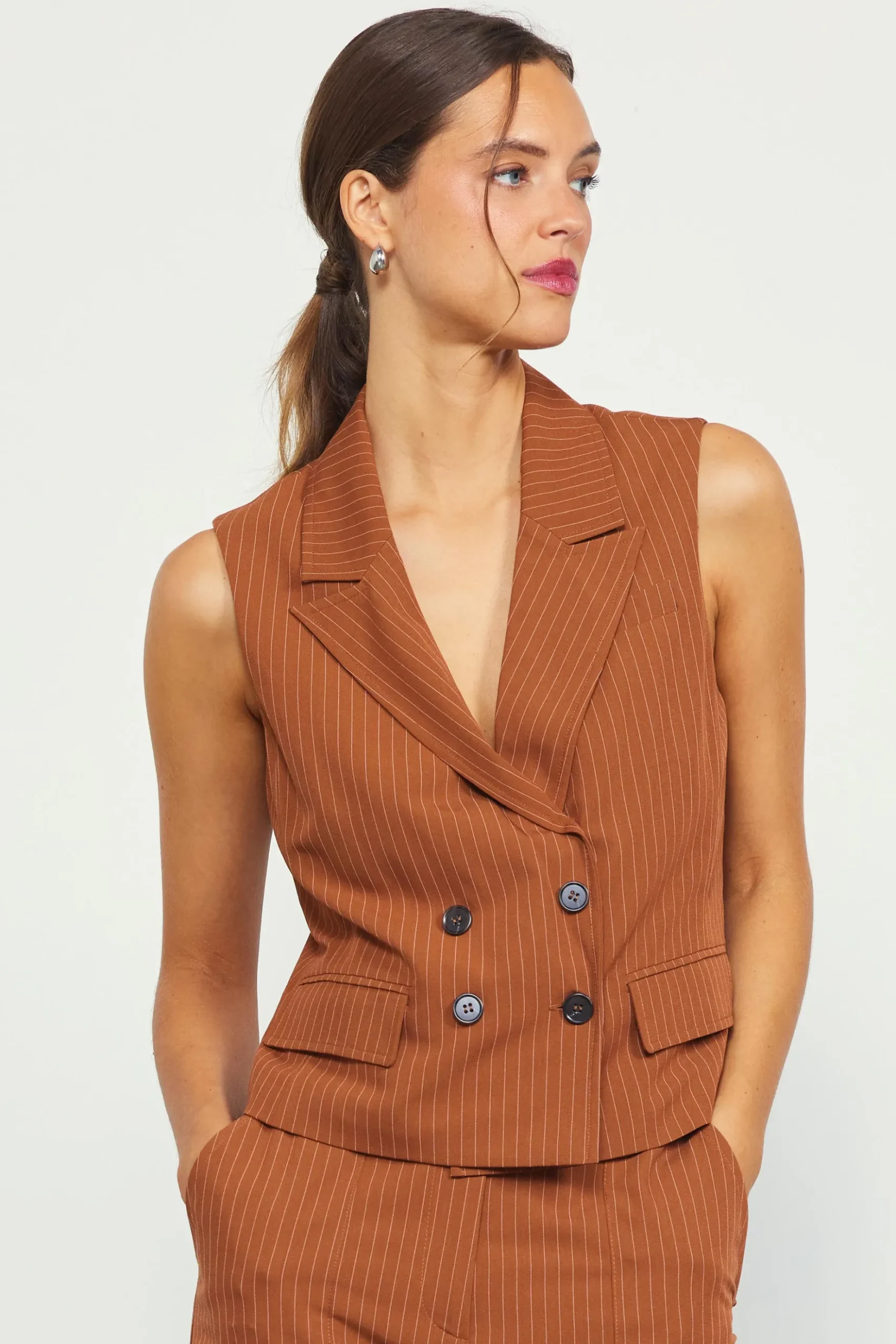 Pinstriped Double Breasted Vest*SKIES ARE BLUE Online