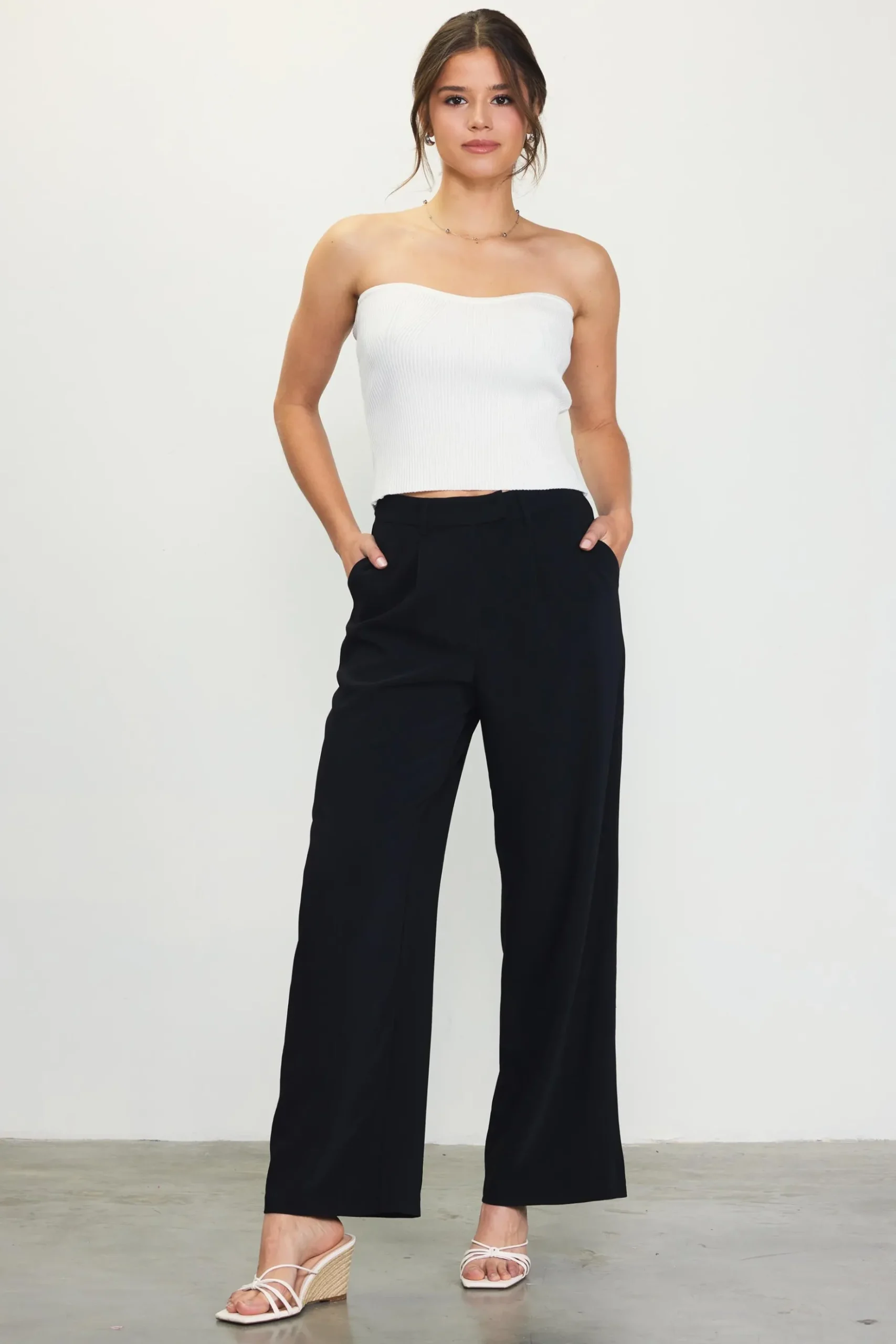 Pintuck Wide Leg Trousers*SKIES ARE BLUE Outlet
