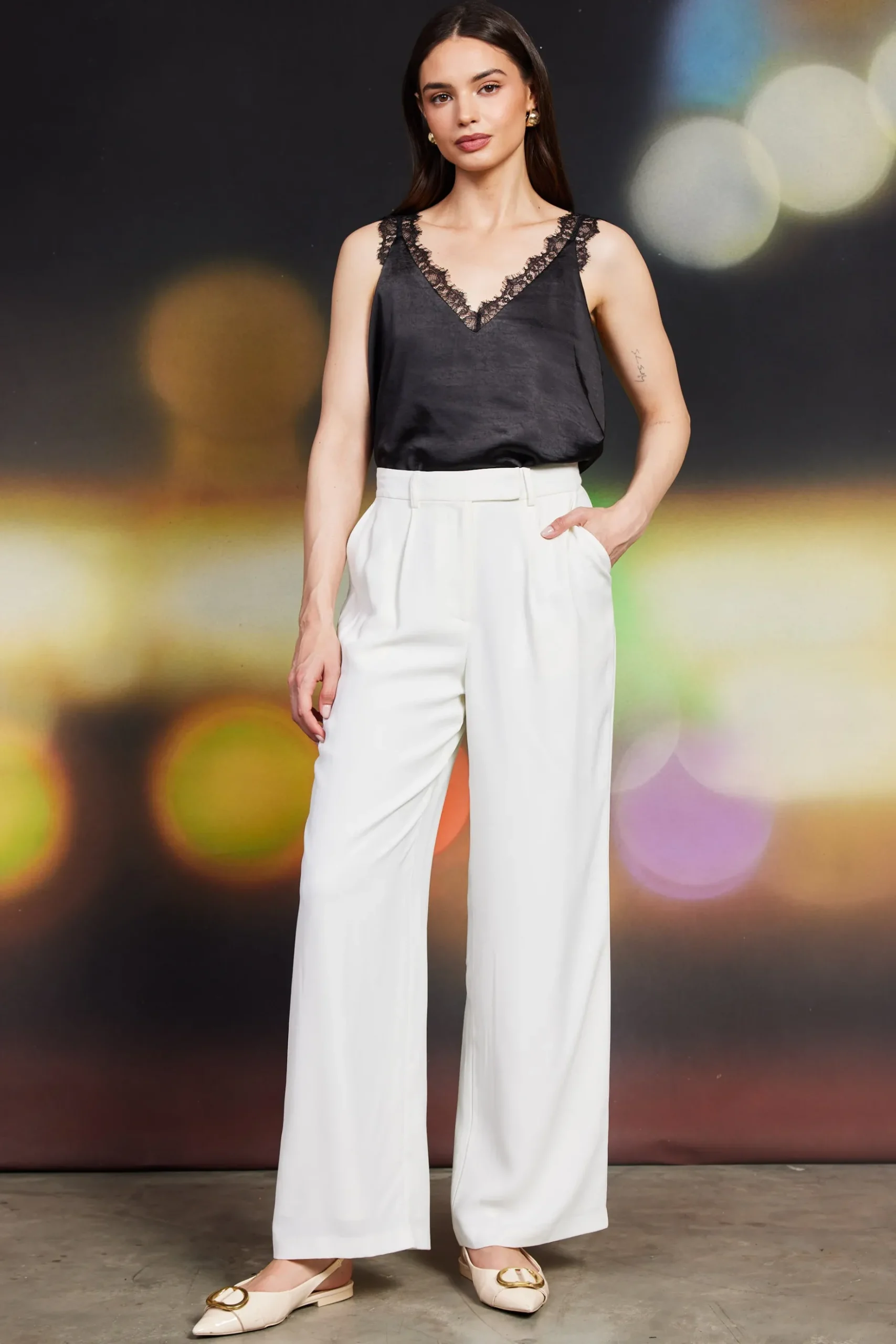 Pintuck Wide Leg Trousers*SKIES ARE BLUE Outlet