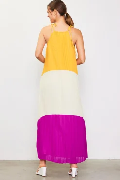 Pleated Color Block Maxi Dress*SKIES ARE BLUE Outlet