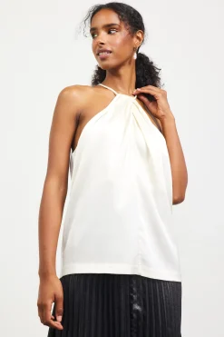 Pleated Detailing Halter Top*SKIES ARE BLUE New