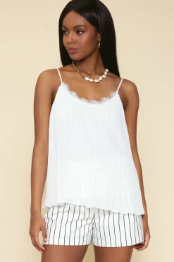 Pleated Lace Detail Cami Top*SKIES ARE BLUE Hot