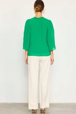 Pleated Ruffled Trim Top*SKIES ARE BLUE Sale