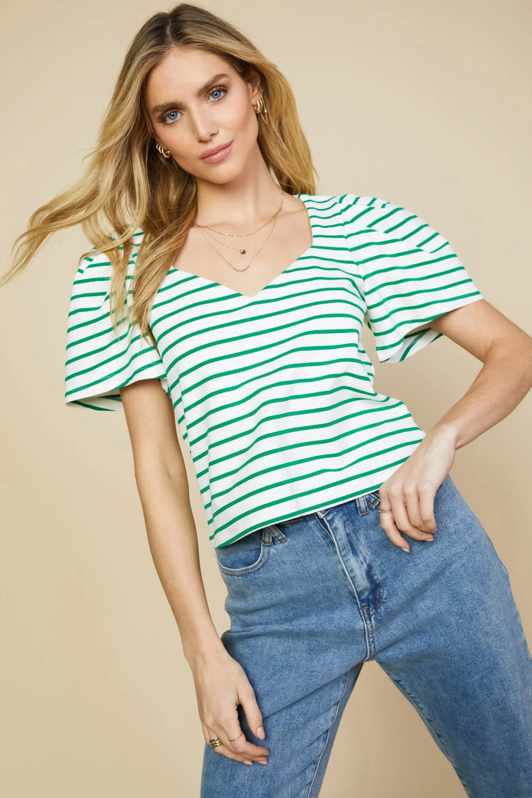 Pleated Sleeve Knit Top*SKIES ARE BLUE Discount