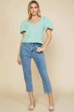 Pleated Sleeve Knit Top*SKIES ARE BLUE Discount