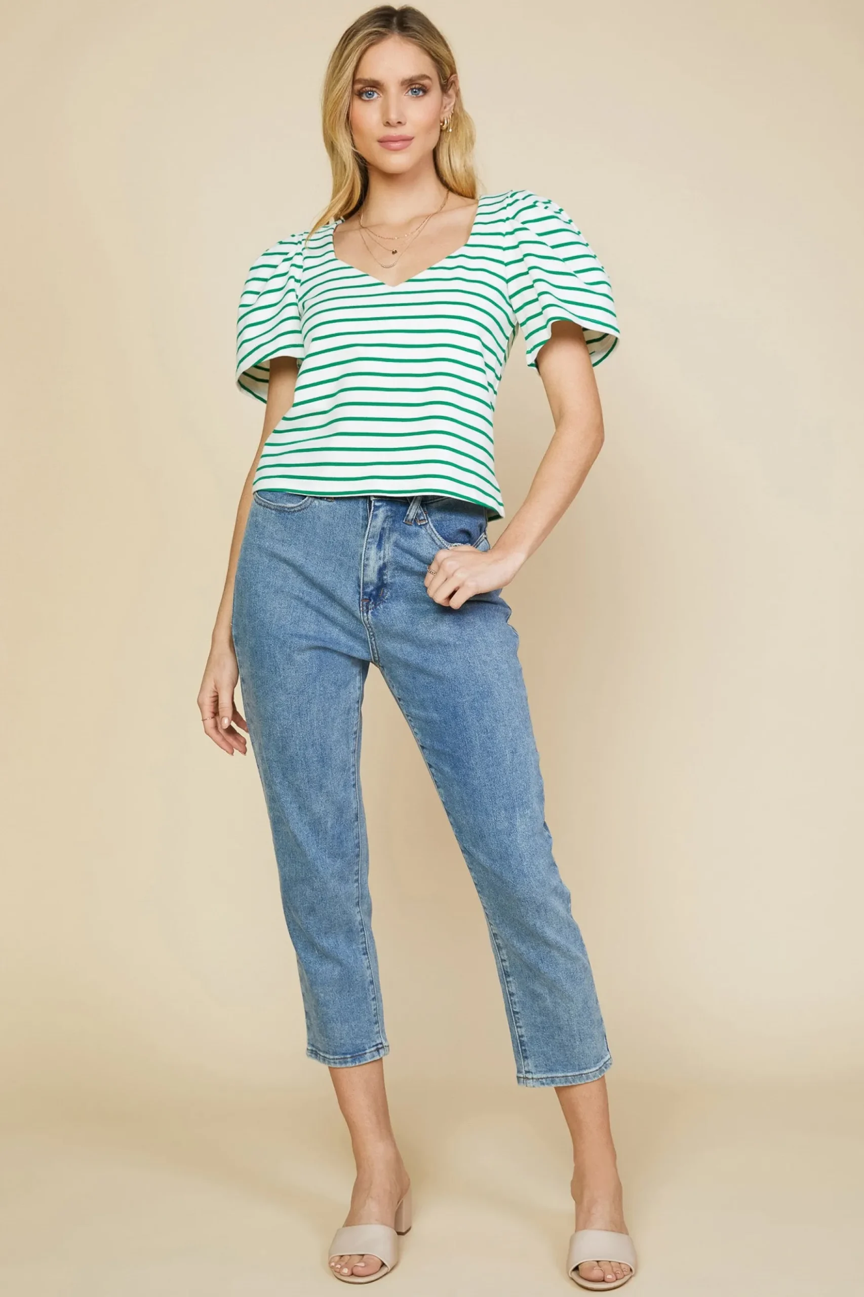 Pleated Sleeve Knit Top*SKIES ARE BLUE Discount