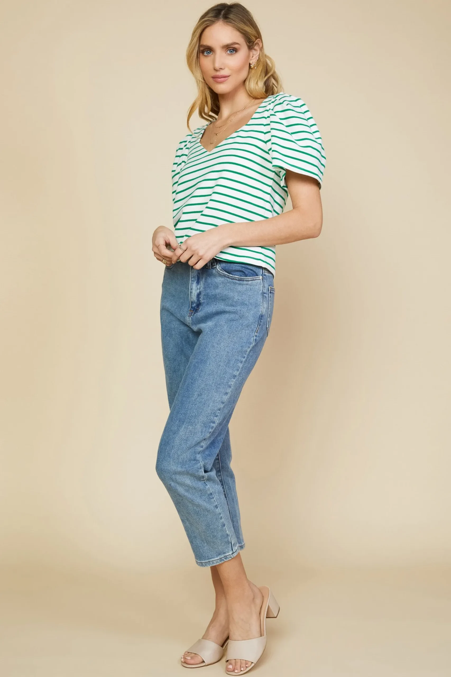 Pleated Sleeve Knit Top*SKIES ARE BLUE Discount