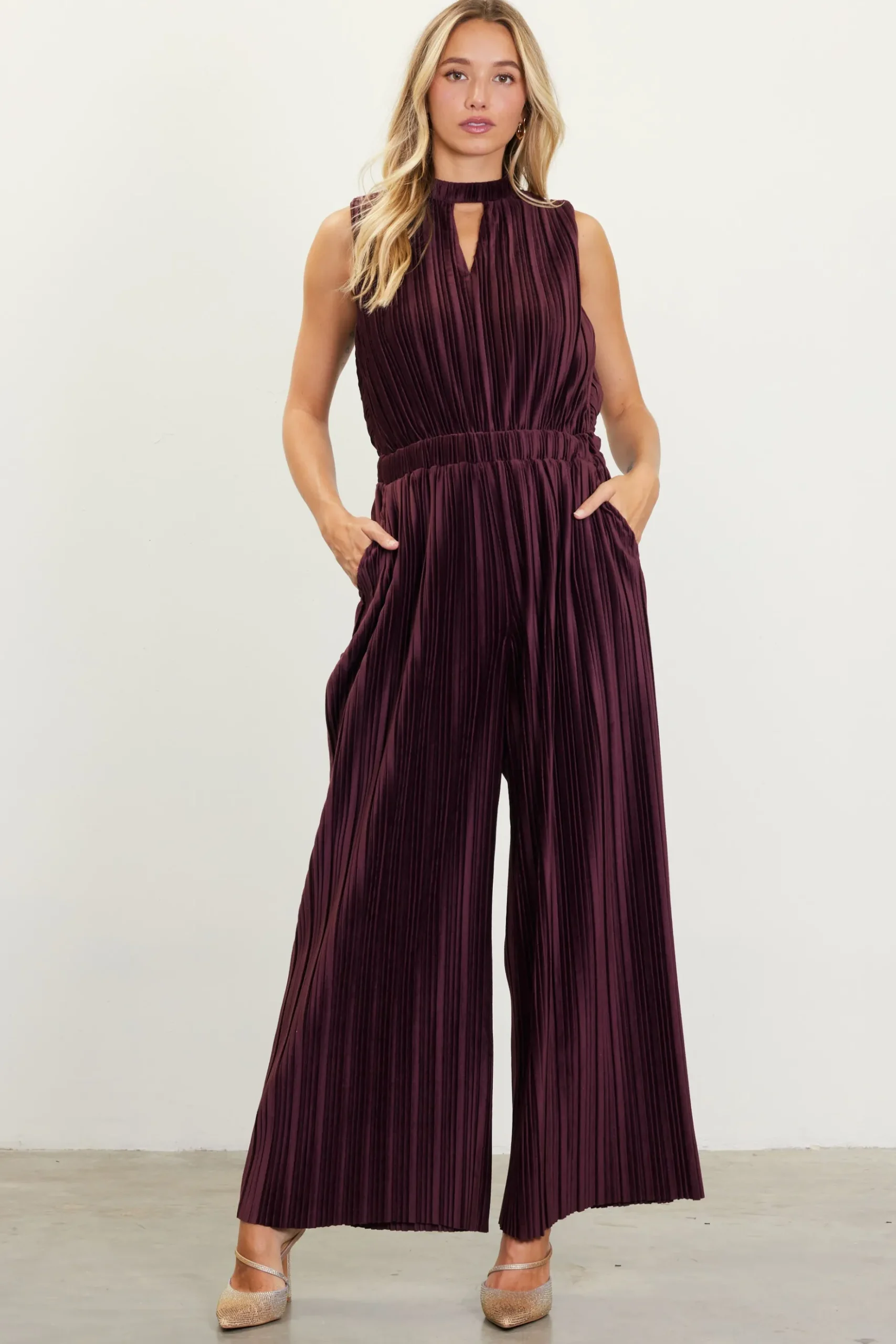 Pleated Velvet Jumpsuit*SKIES ARE BLUE Best