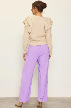 Pointelle-Knit Ruffle Sleeve Sweater*SKIES ARE BLUE Hot