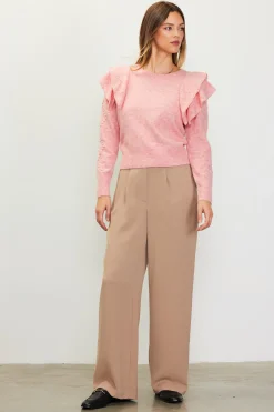 Pointelle-Knit Ruffle Sleeve Sweater*SKIES ARE BLUE