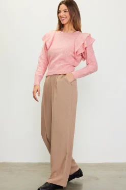 Pointelle-Knit Ruffle Sleeve Sweater*SKIES ARE BLUE
