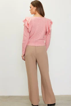 Pointelle-Knit Ruffle Sleeve Sweater*SKIES ARE BLUE