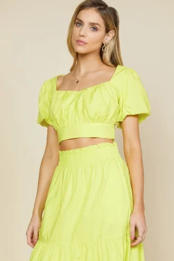 Poplin Bubble Sleeve Crop Top*SKIES ARE BLUE Hot