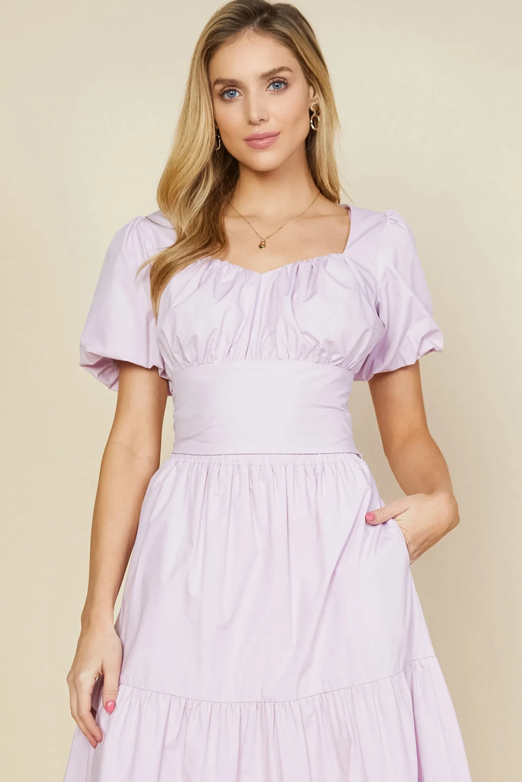 Poplin Bubble Sleeve Crop Top*SKIES ARE BLUE Sale