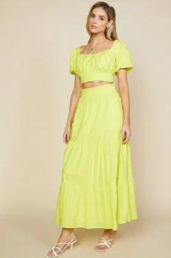 Poplin Tiered Maxi Skirt*SKIES ARE BLUE New