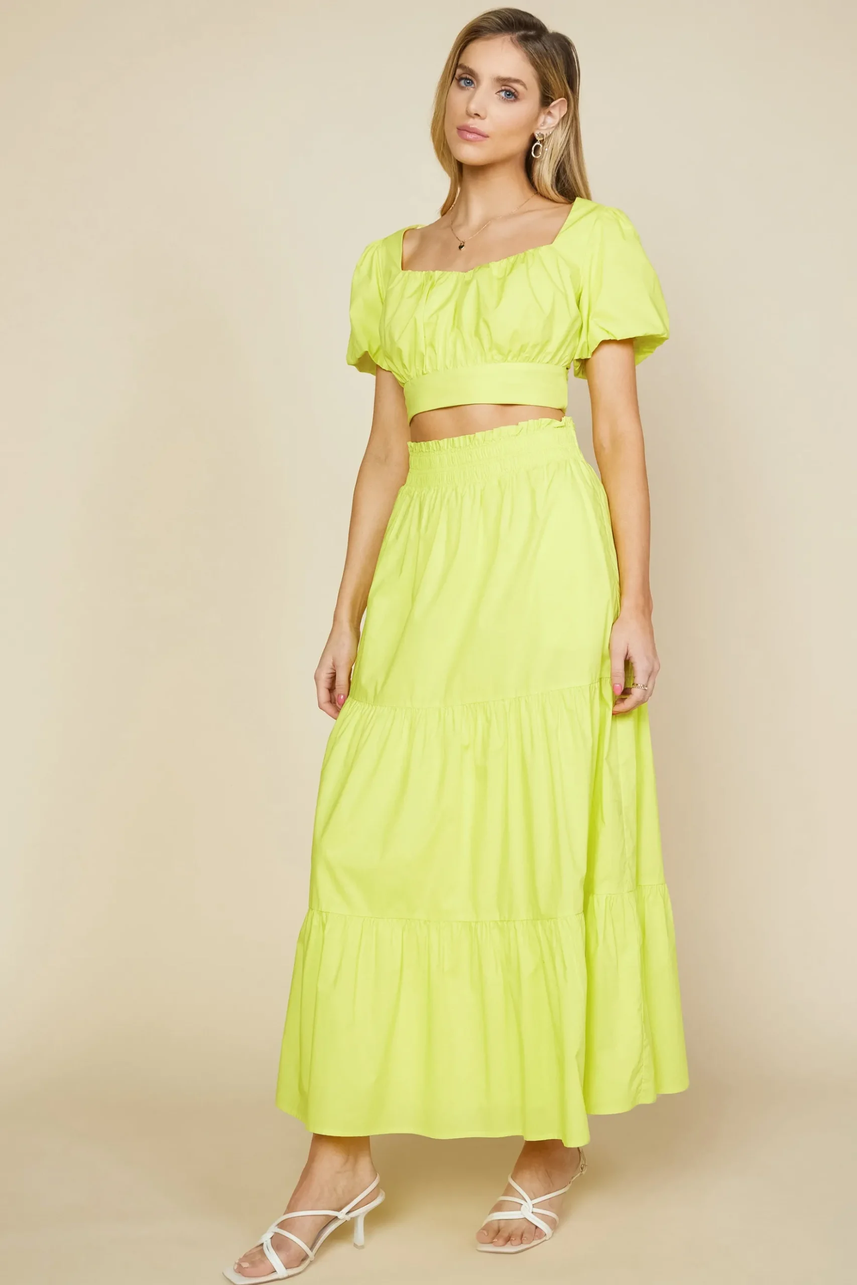 Poplin Tiered Maxi Skirt*SKIES ARE BLUE New