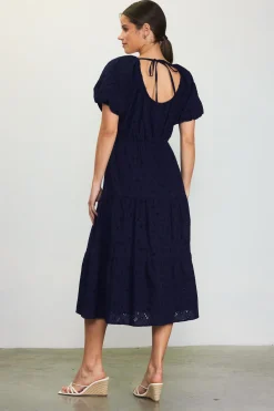 Puffed Sleeve Tiered Midi Dress*SKIES ARE BLUE Outlet