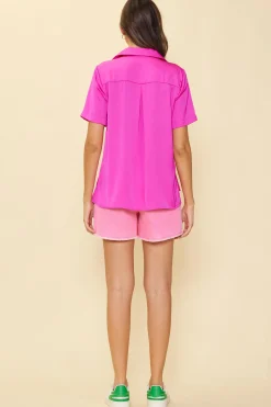 Recycled Button Down Short Sleeve Shirt*SKIES ARE BLUE Online
