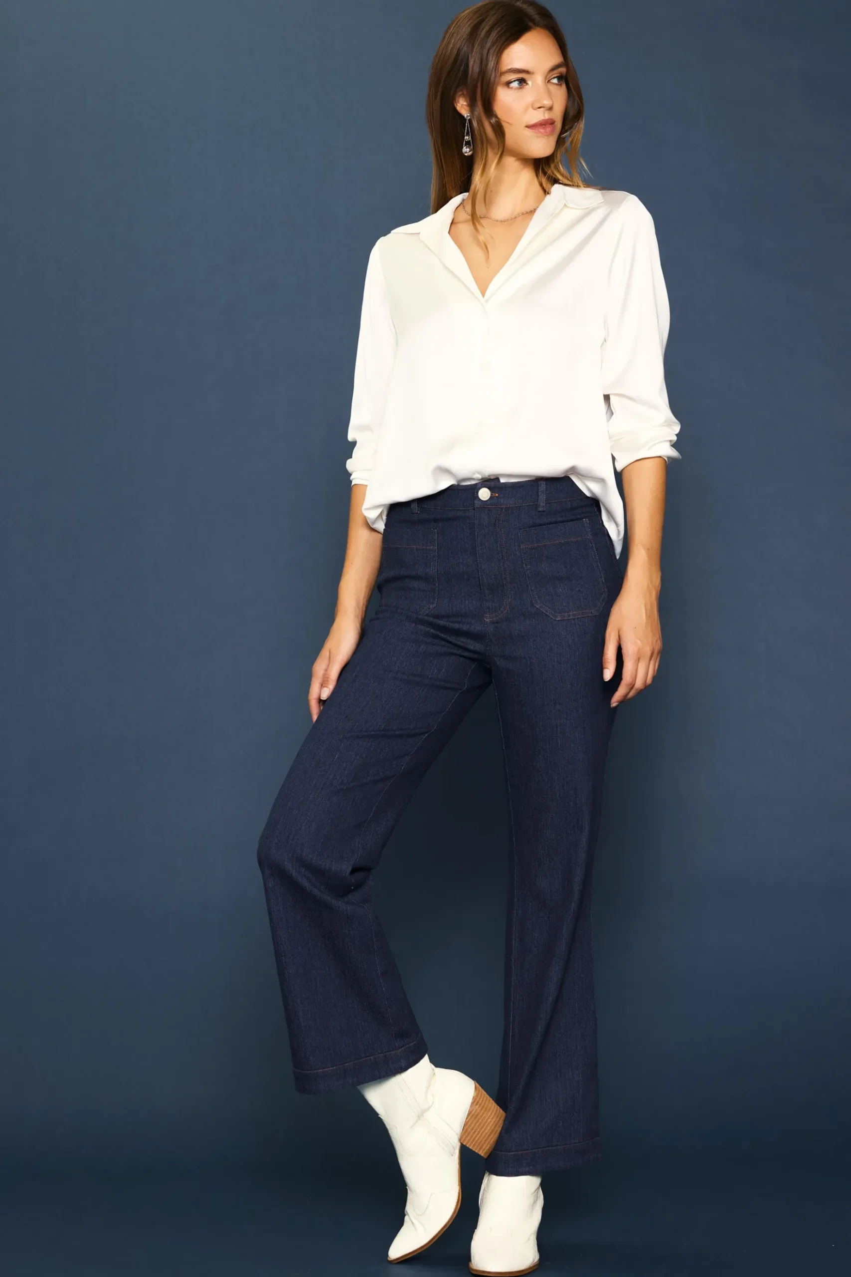Recycled Button Down Top*SKIES ARE BLUE Outlet