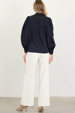Recycled Button-Up Blouse*SKIES ARE BLUE Clearance