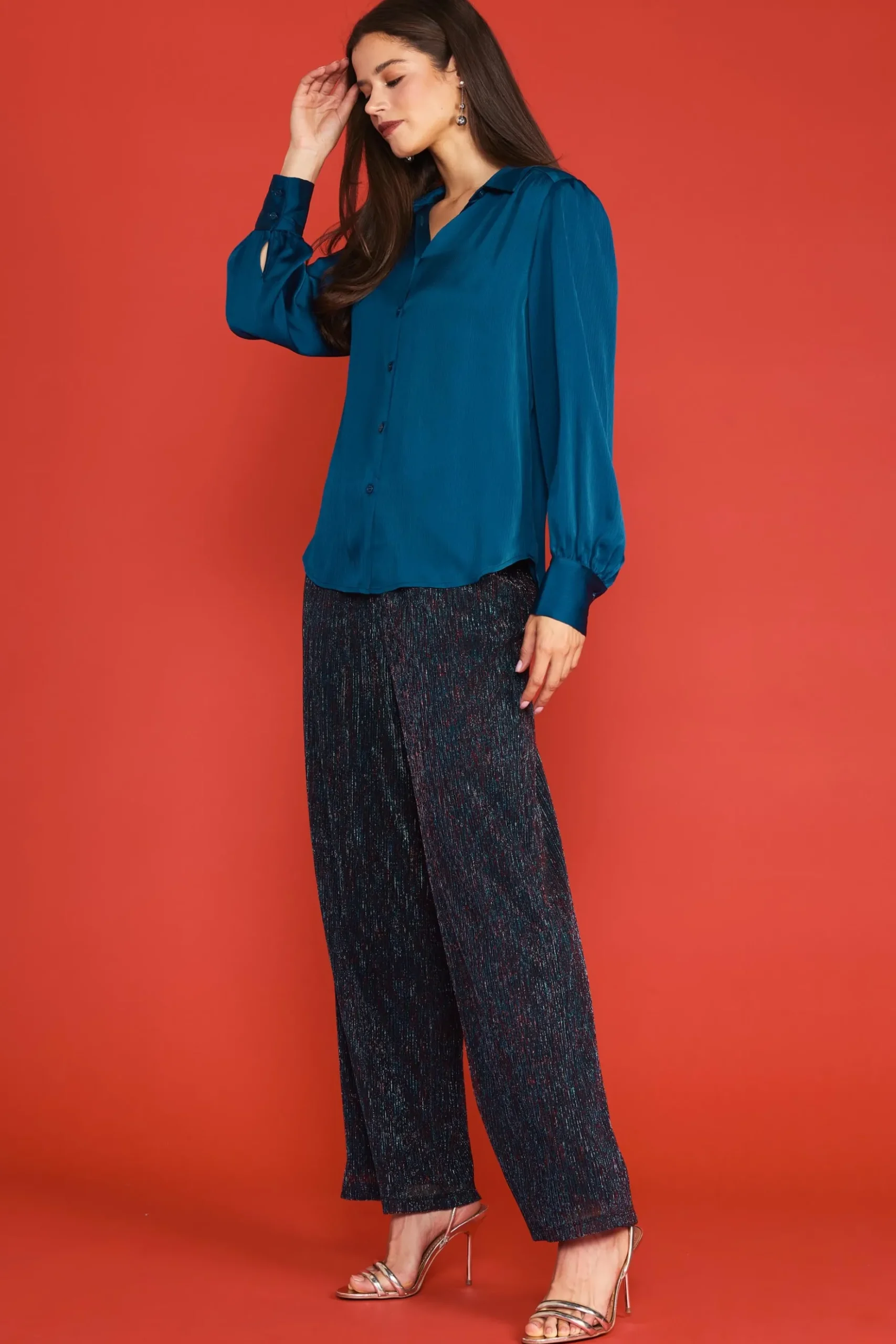 Recycled Crinkle Satin Buttondown*SKIES ARE BLUE Hot