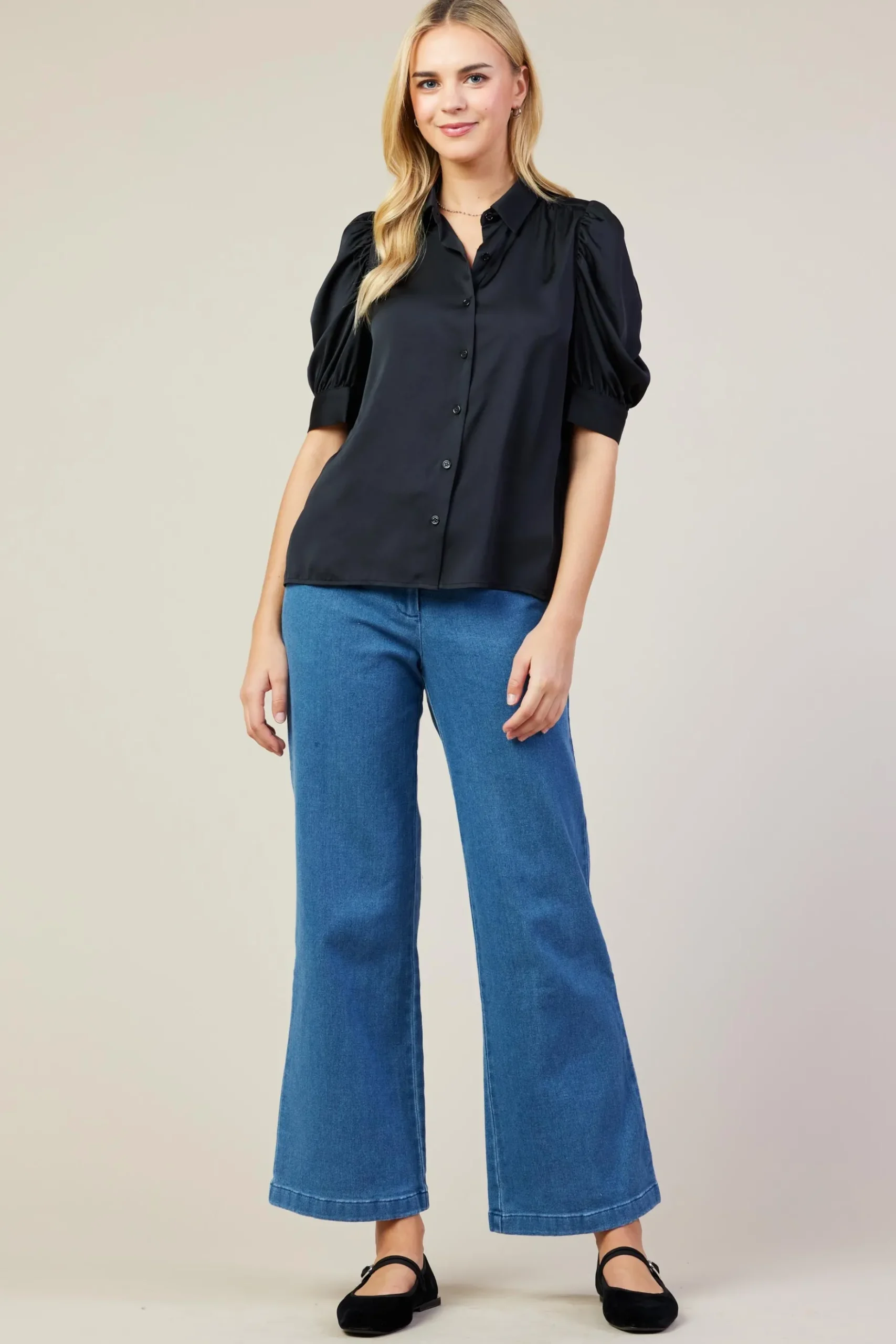 Recycled Shirred Sleeve Blouse*SKIES ARE BLUE Clearance