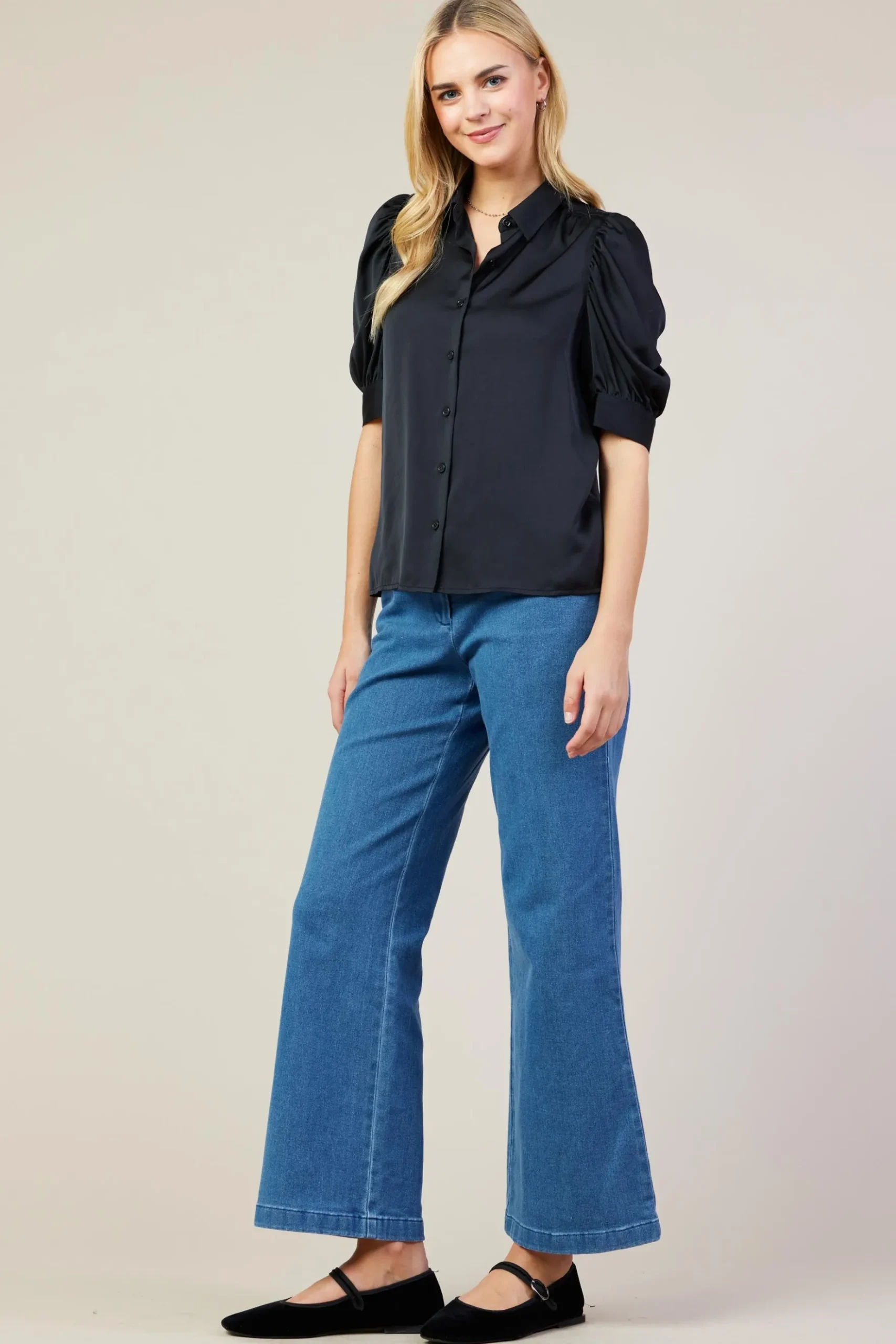 Recycled Shirred Sleeve Blouse*SKIES ARE BLUE Clearance