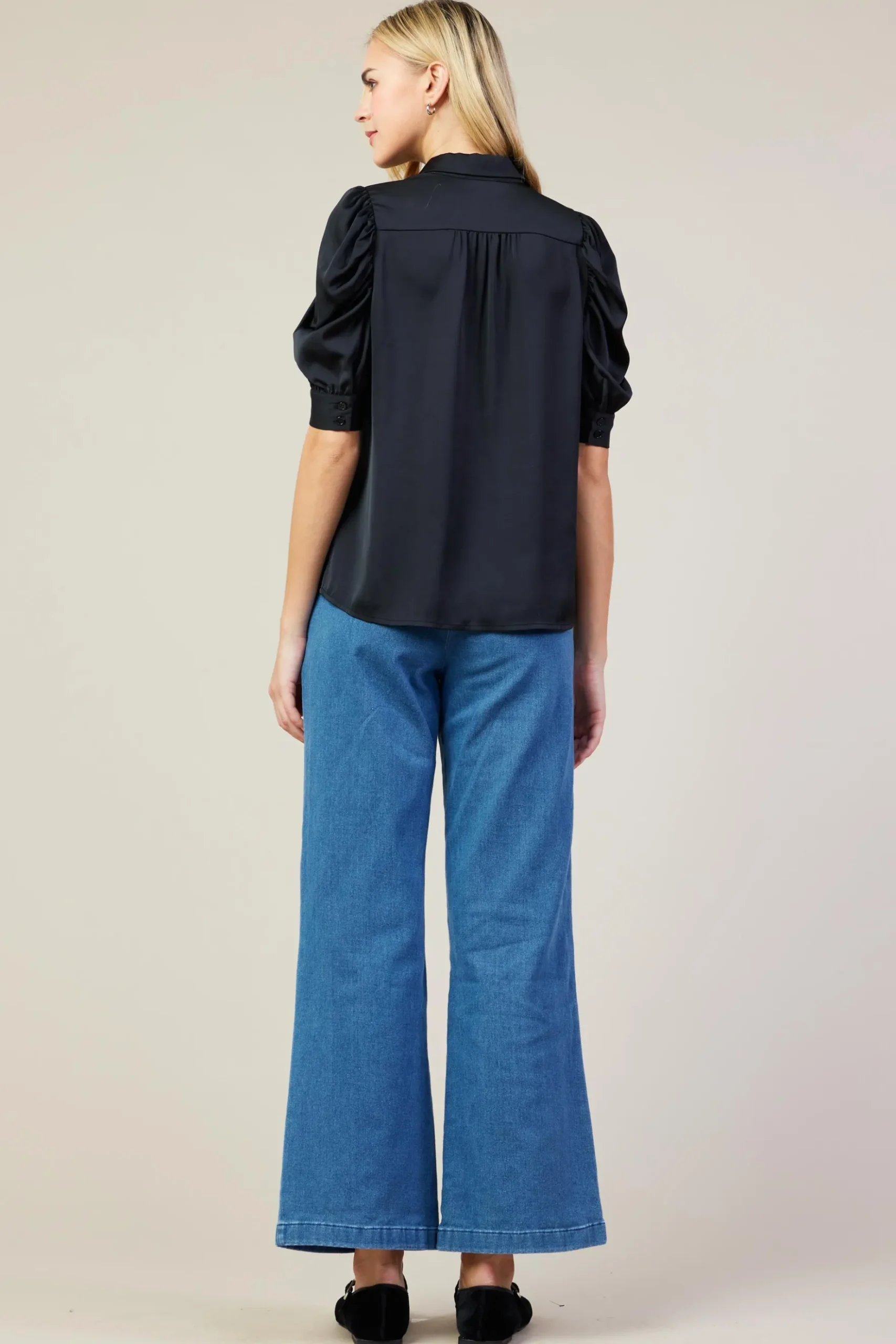 Recycled Shirred Sleeve Blouse*SKIES ARE BLUE Clearance