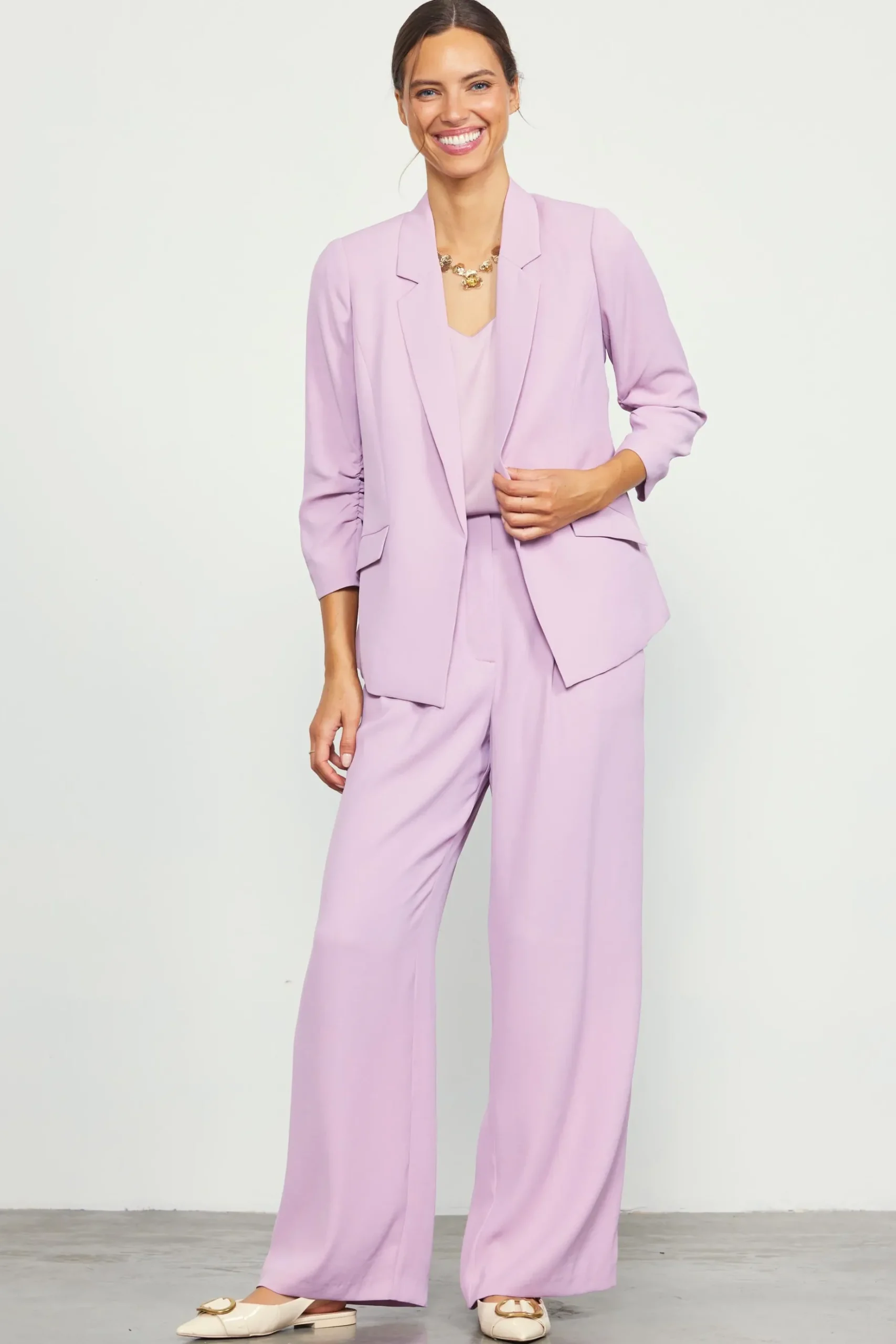 Recycled Shirred Sleeve Blazer*SKIES ARE BLUE Clearance