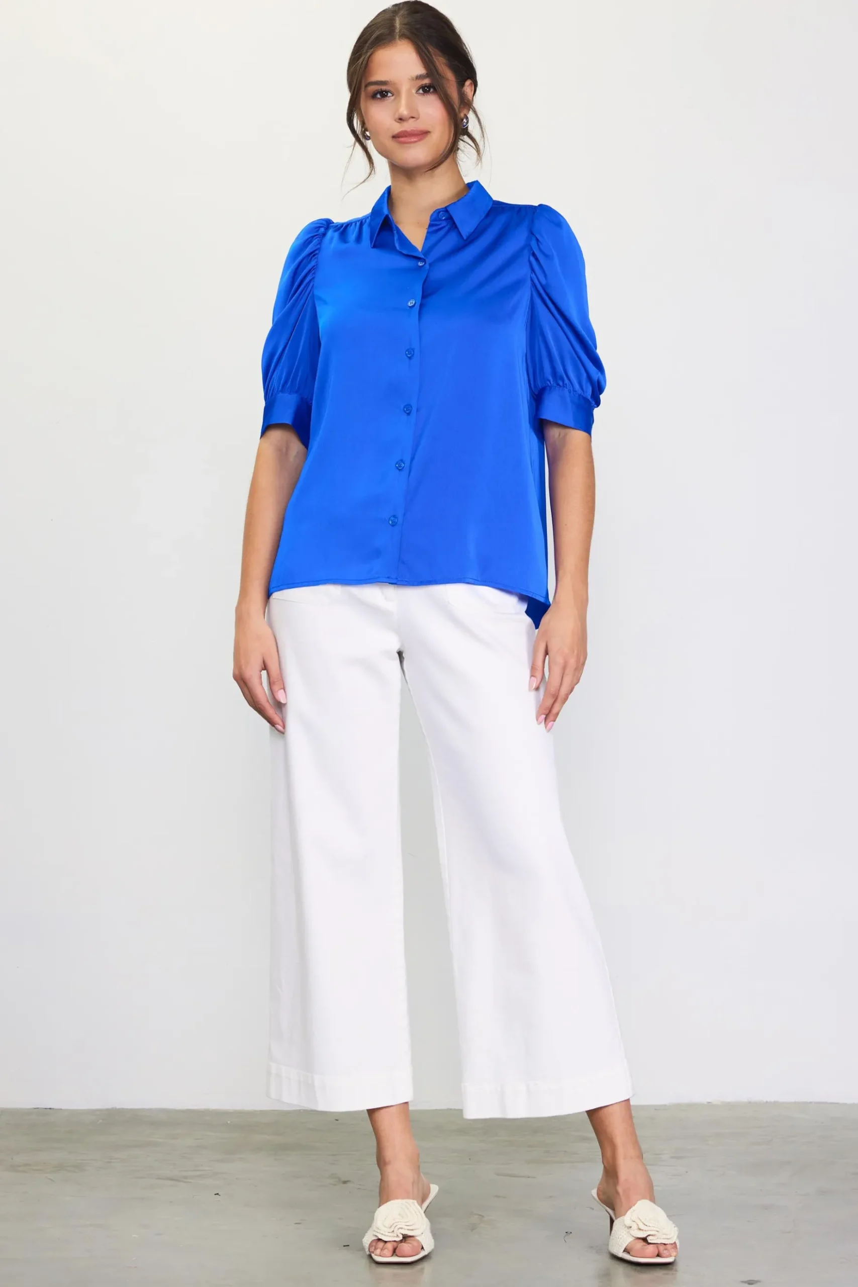 Recycled Shirred Sleeve Blouse*SKIES ARE BLUE Outlet