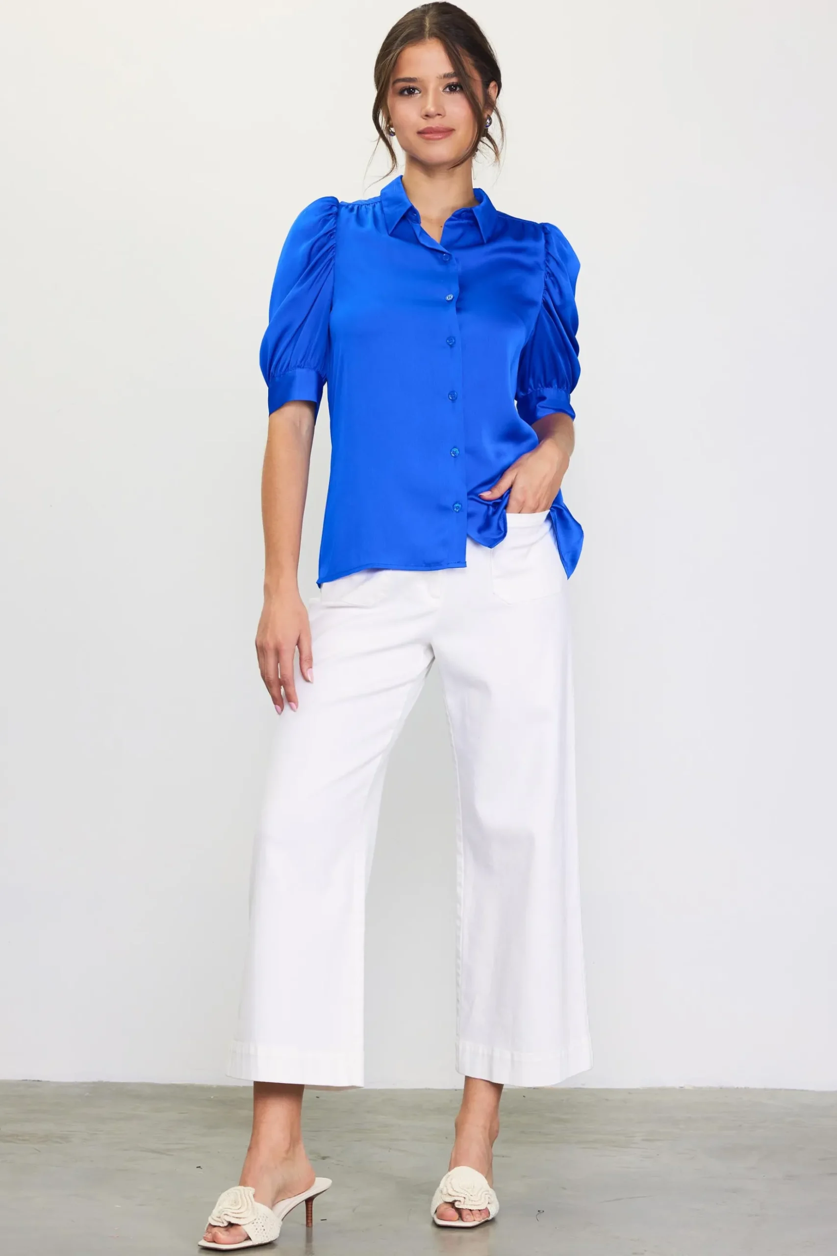 Recycled Shirred Sleeve Blouse*SKIES ARE BLUE Outlet