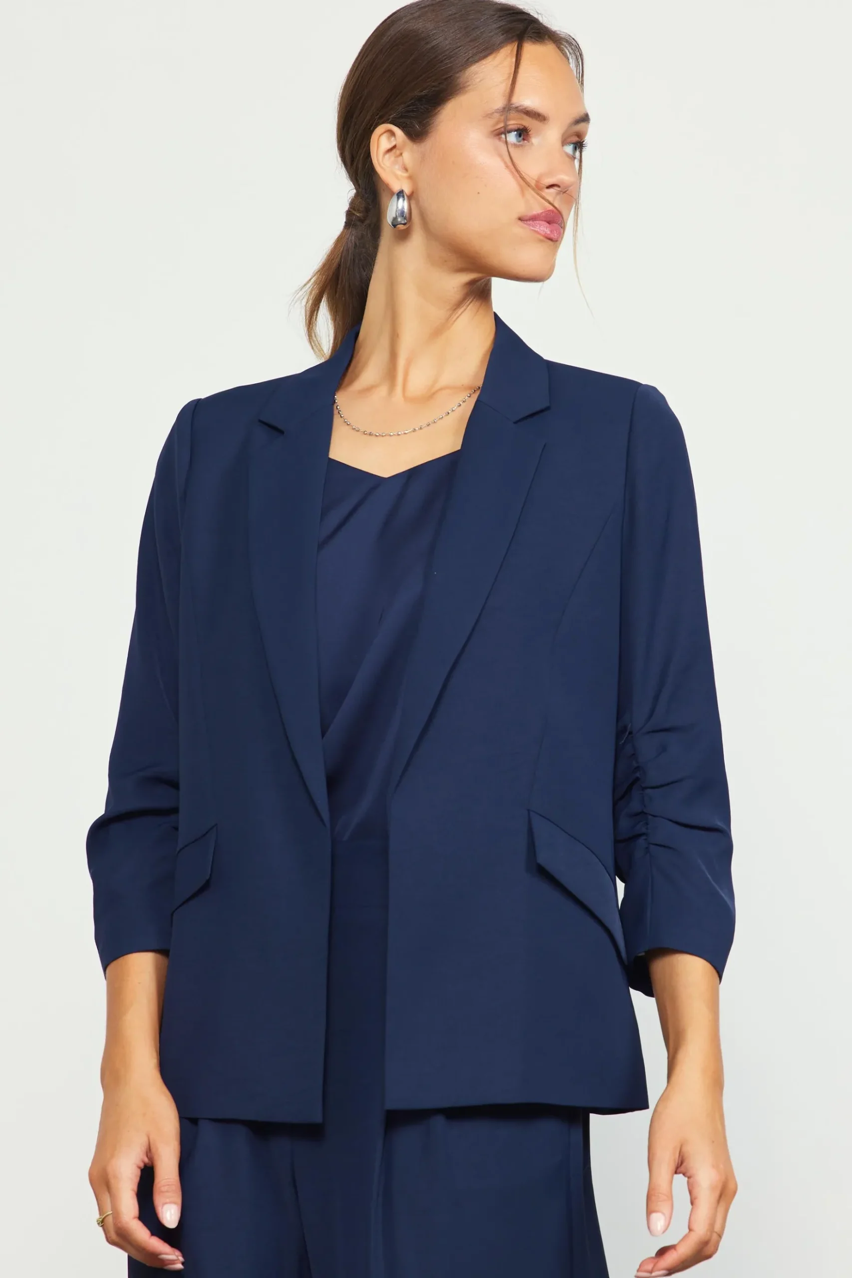 Recycled Shirred Sleeve Blazer*SKIES ARE BLUE Clearance