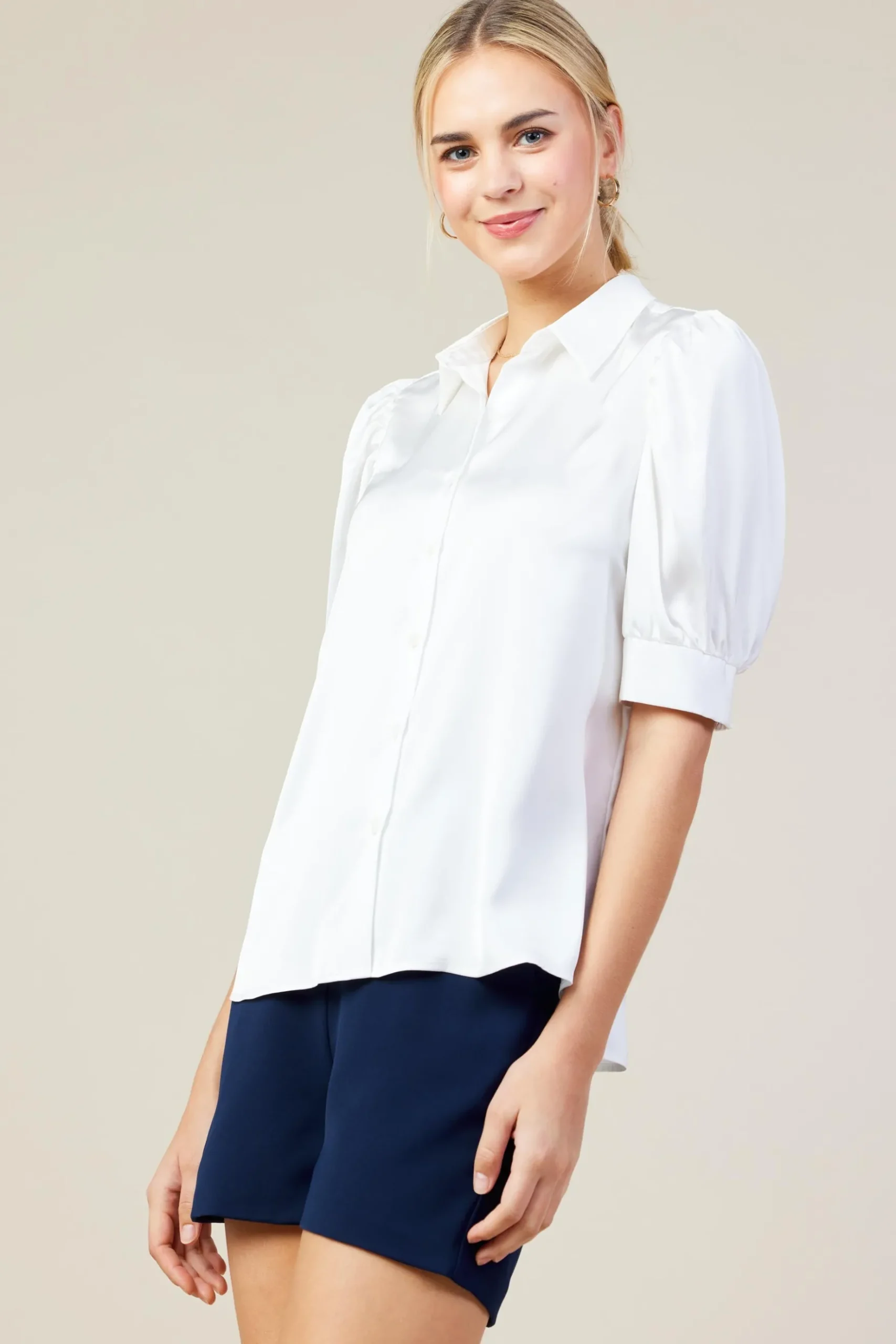 Recycled Shirred Sleeve Blouse*SKIES ARE BLUE Online