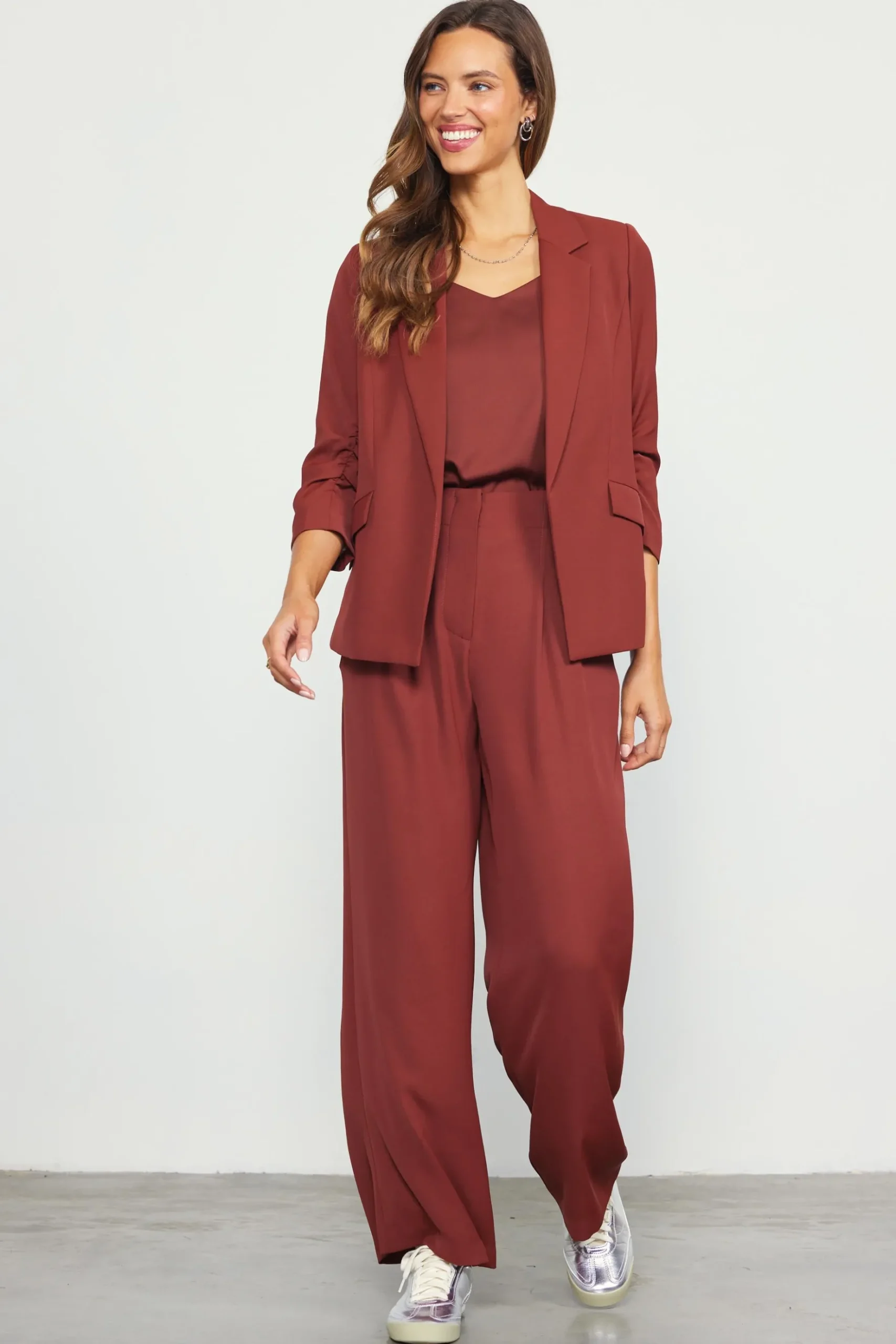 Recycled Shirred Sleeve Blazer*SKIES ARE BLUE Clearance