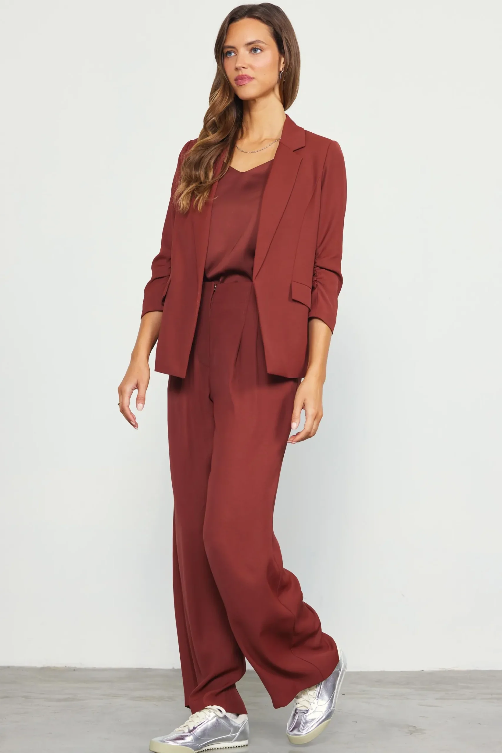 Recycled Shirred Sleeve Blazer*SKIES ARE BLUE Clearance