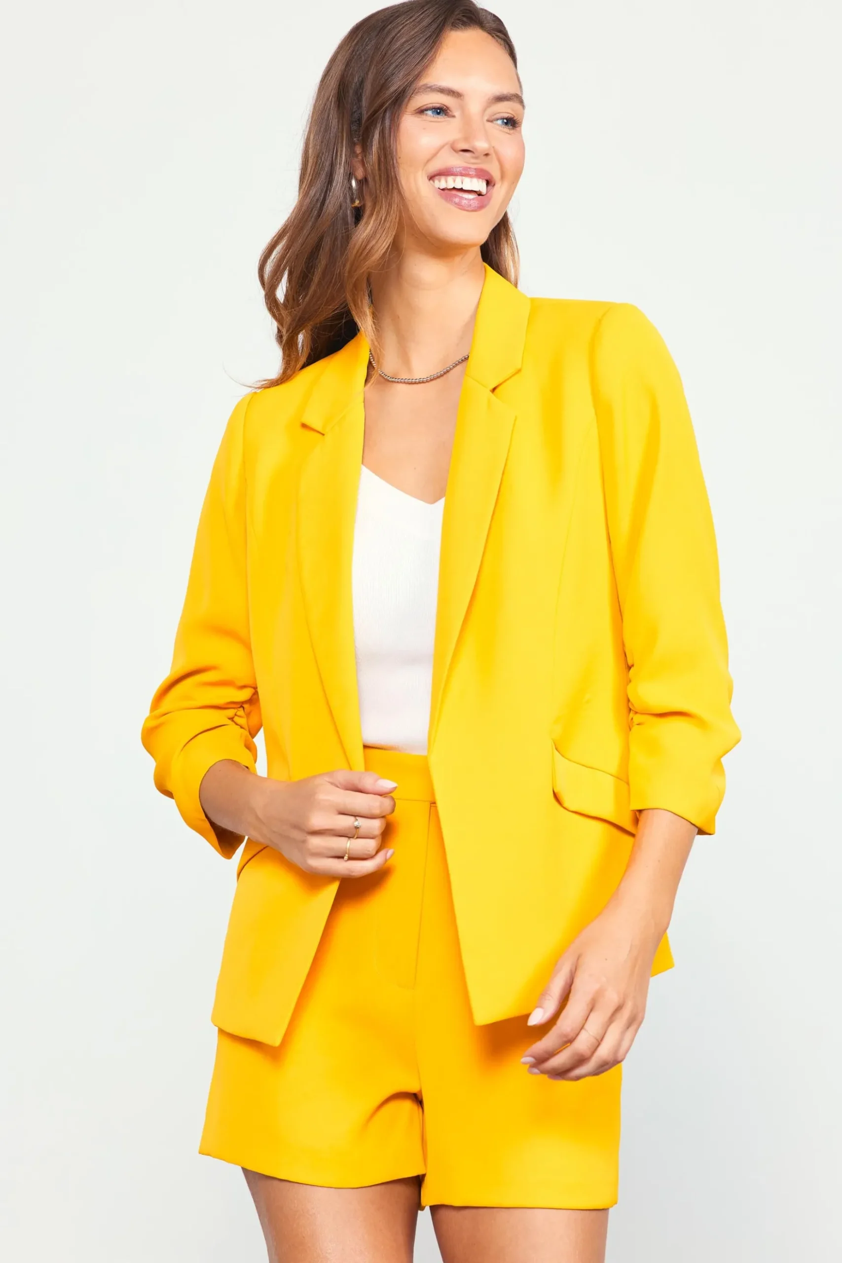 Recycled Shirred Sleeve Blazer*SKIES ARE BLUE Best