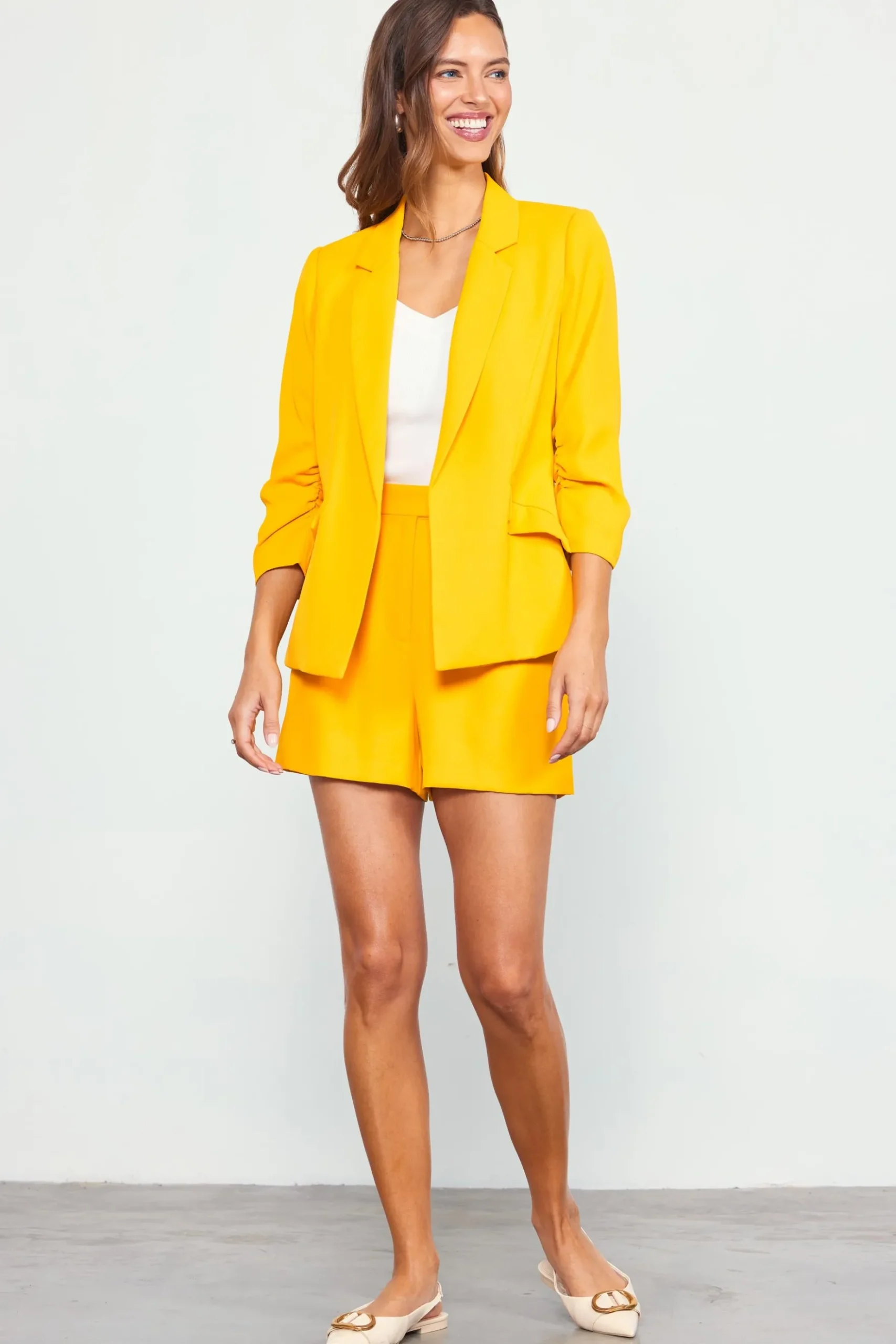 Recycled Shirred Sleeve Blazer*SKIES ARE BLUE Best