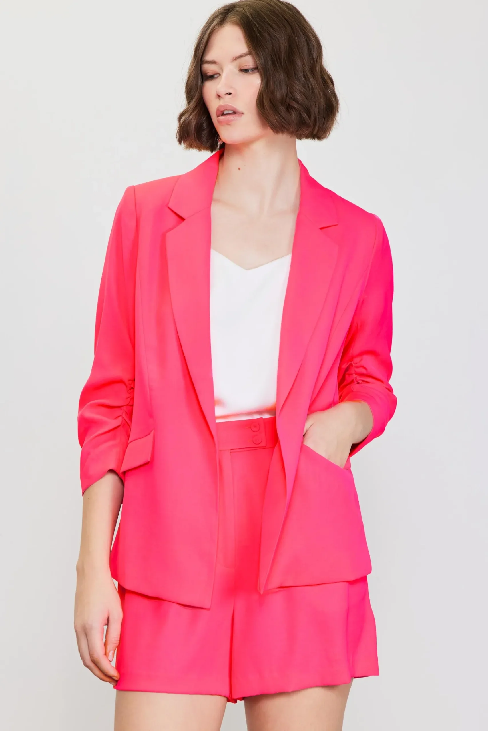 Recycled Shirred Sleeve Blazer*SKIES ARE BLUE Outlet