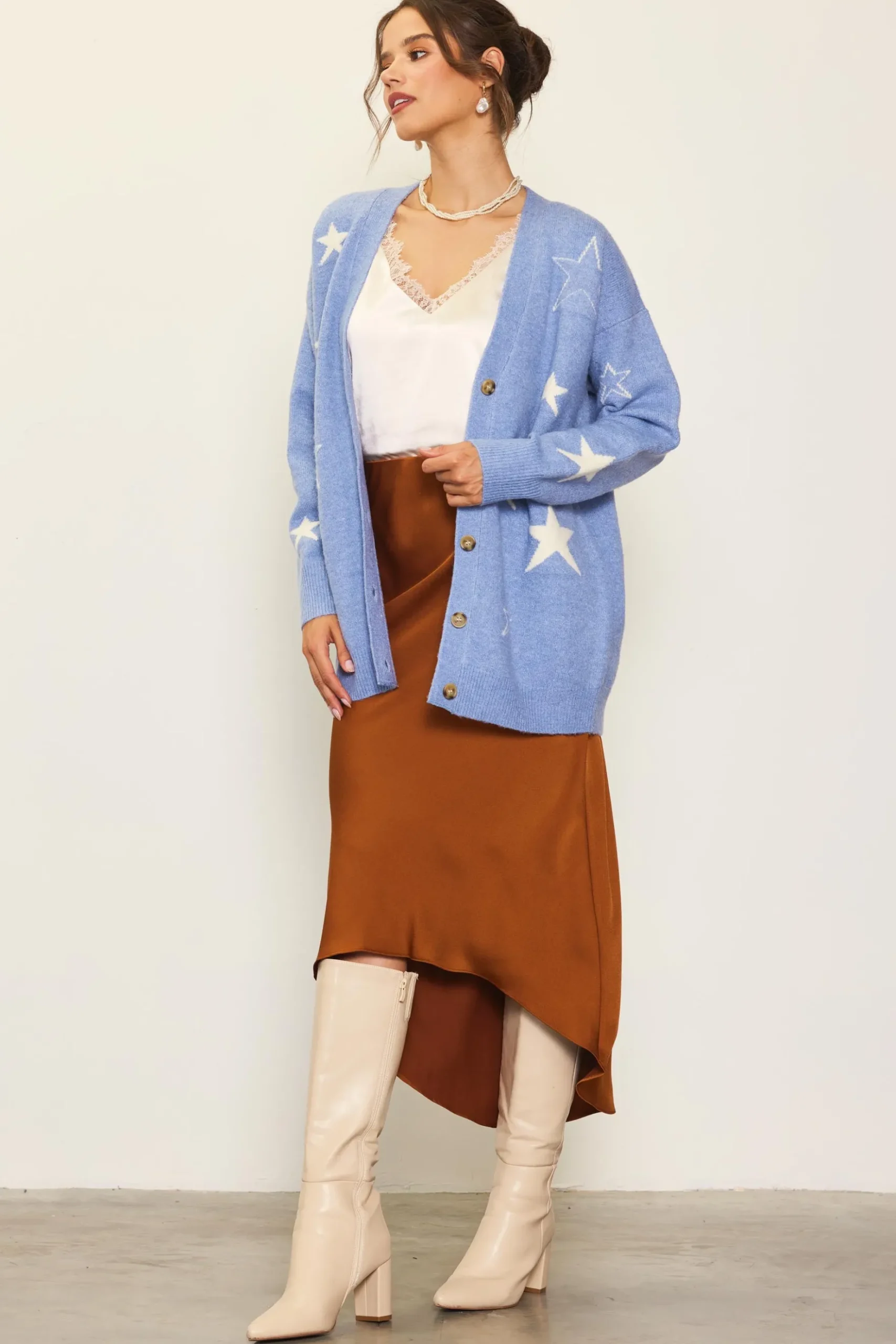 Recycled Star Motif Sweater Cardigan*SKIES ARE BLUE Best