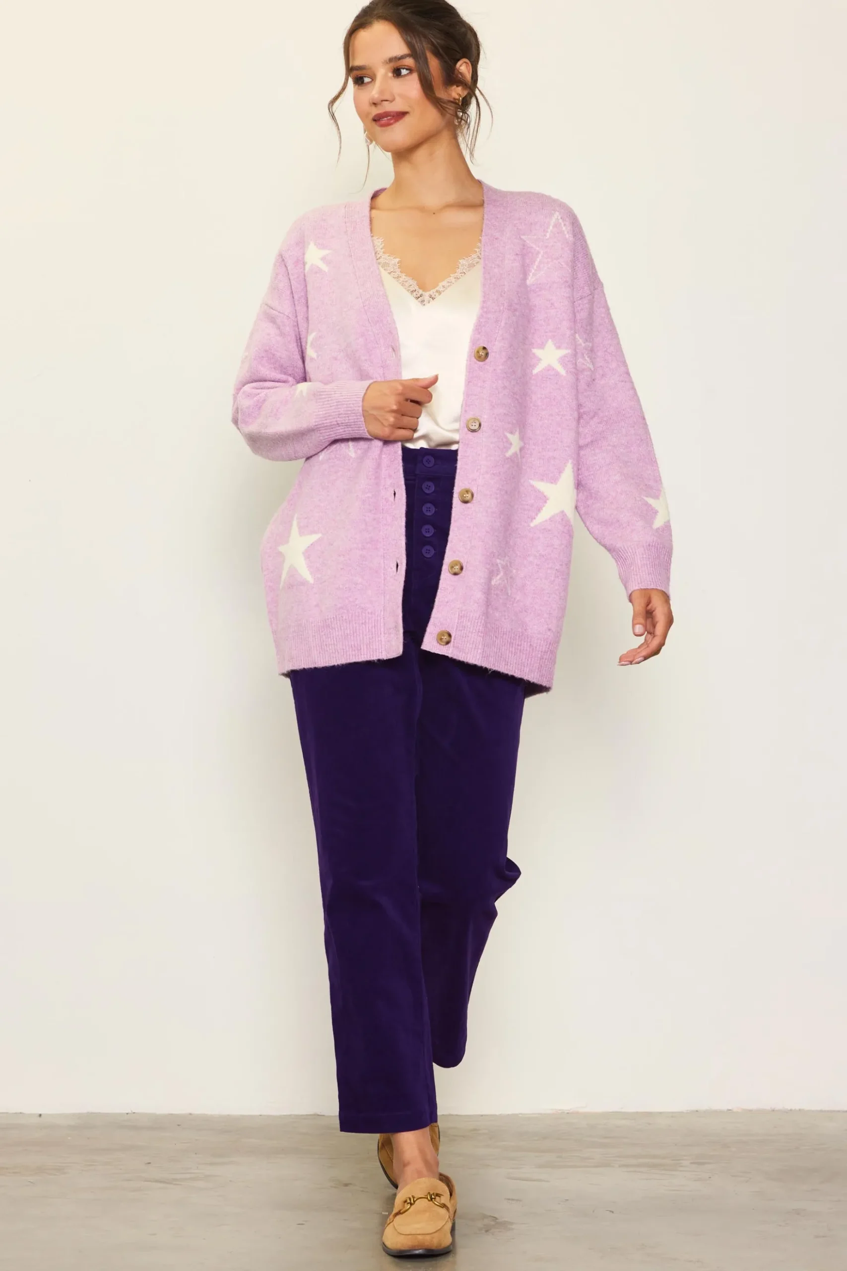 Recycled Star Motif Sweater Cardigan*SKIES ARE BLUE Outlet